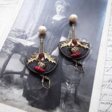 Chinese Style Tassel Pearl Fan Eardrops – Stylish Gifts — 4
