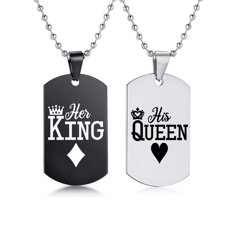 Her King His Queen Stainless Steel Dog Tags – Jewelry Gift Ideas — 1