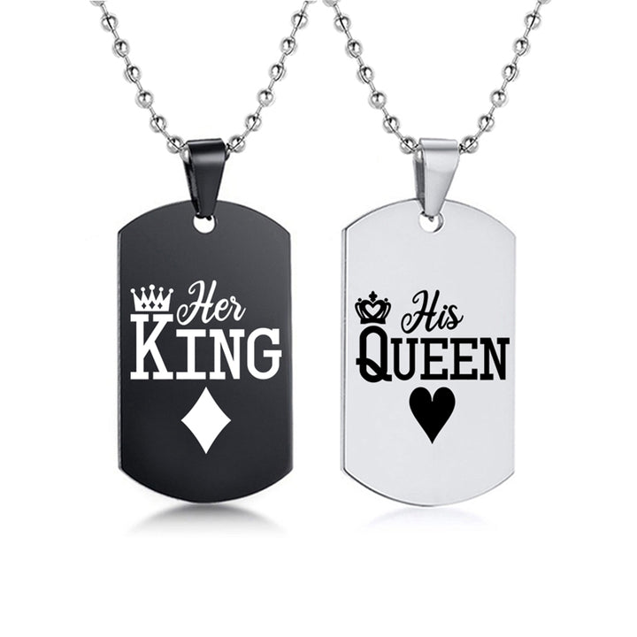 Her King His Queen Stainless Steel Dog Tags – Jewelry Gift Ideas — 1