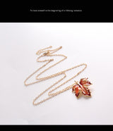 Maple Leaf Enamel Drip Glazed Long Necklace – Jewelry Gift Ideas — 7