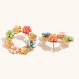 Niche Flower Ring Stud Earrings Stainless Steel – Gift Ideas — 2