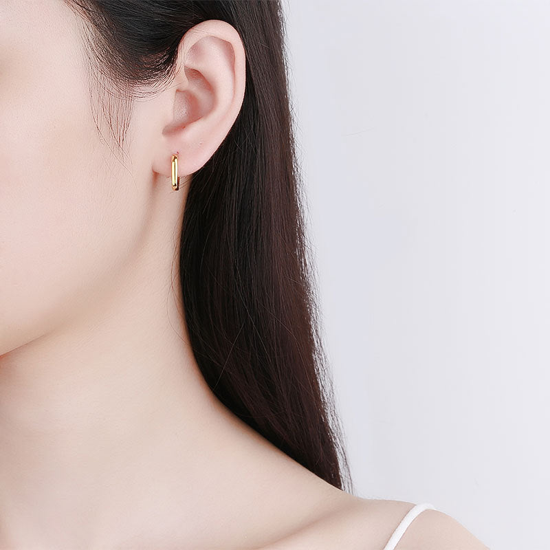 French Retro Geometric Square Metal Earrings Women – Gifts for Her — 1