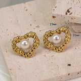 18K Fashion Retro Twist Pearl Heart-shaped Ear Studs – Stylish Gifts — 6