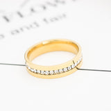 Flat Single Row Diamond Titanium Steel Ring – Small Gift Ideas — 4