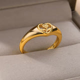 Hollow Out SUNFLOWER Love Heart-shaped Ring – Gifts for Couples — 1