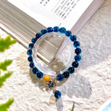 Blue Sugar Heart Agate Bracelet With Small Flower – Jewelry Gift Ideas — 3
