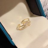 Double Layered Diamond Butterfly Ring With Versatile – Stylish Gifts — 4