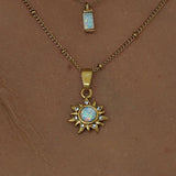 Natural Opal Abstract Sun Pendant Necklace – Jewelry Gift Ideas — 6