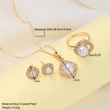 Fashion Rhinestone Pearl Square Necklace Suit – Stylish Gifts — 4