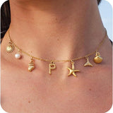 26 Bamboo Letter Necklace Starfish Shell Conch – Jewelry Gift Ideas — 20