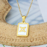 Stainless Steel Square Shell Zodiac Necklace – Jewelry Gift Ideas — 15