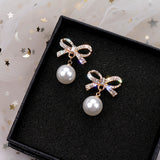Women's Elegant Bow Shape Pearl Earrings – Gifts for Her — 8