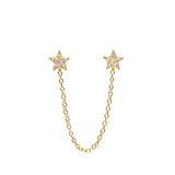 Sterling Silver Pentagram Diamond Chain Tassel Stud – Birthday Gifts — 8