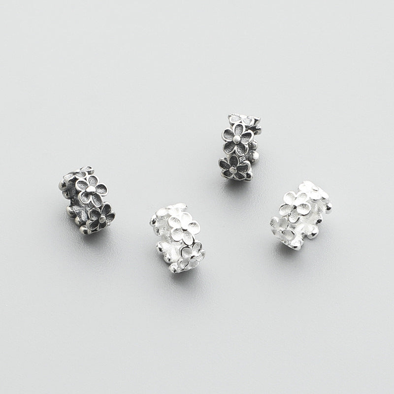 Sterling Silver Vintage Small Flower Hollow Bead – Birthday Gifts — 1