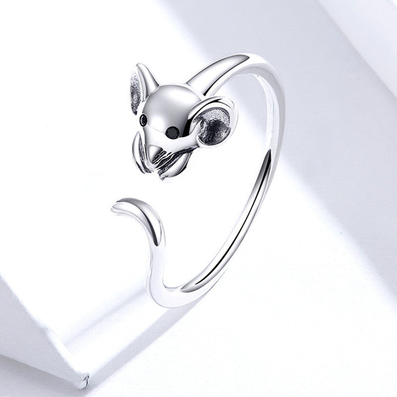 Cute Mouse Sterling Silver S925 Ring – Office Gifts — 1