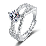 Sterling Silver Female Mosonite Ring Microinlay – Gifts for Her — 2