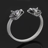 Viking Steel Color Double Wolf Head Bracelet – Jewelry Gift Ideas — 2