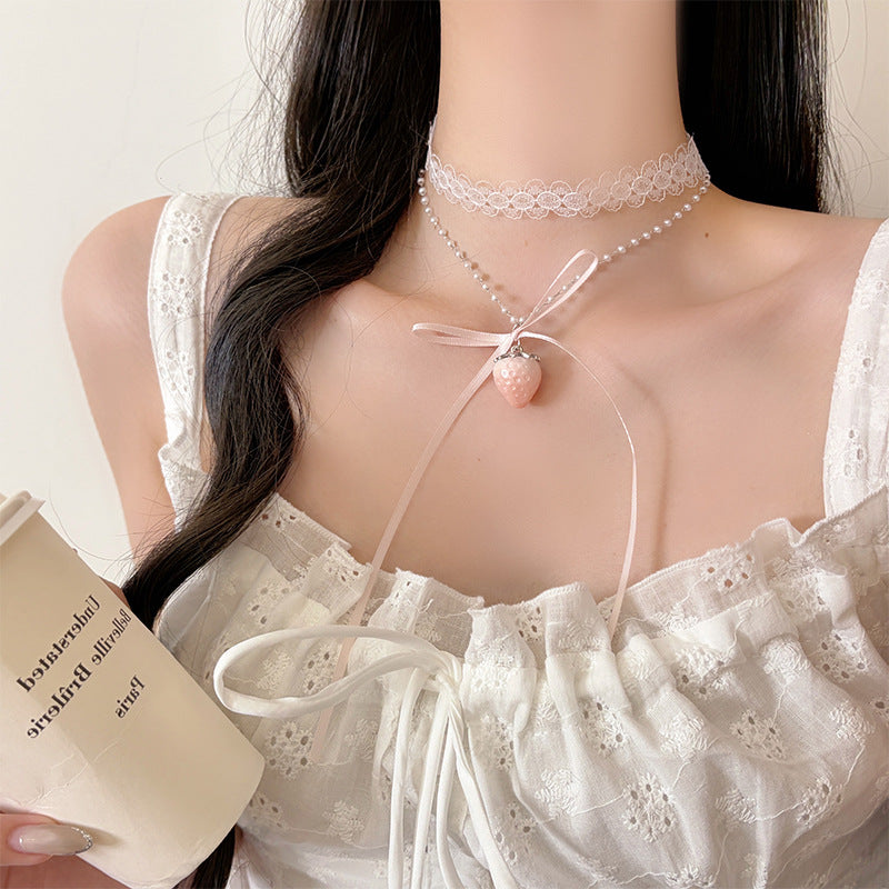 Cute And Sweet Pink Strawberry Pendant Necklace – Jewelry Gift Ideas — 1