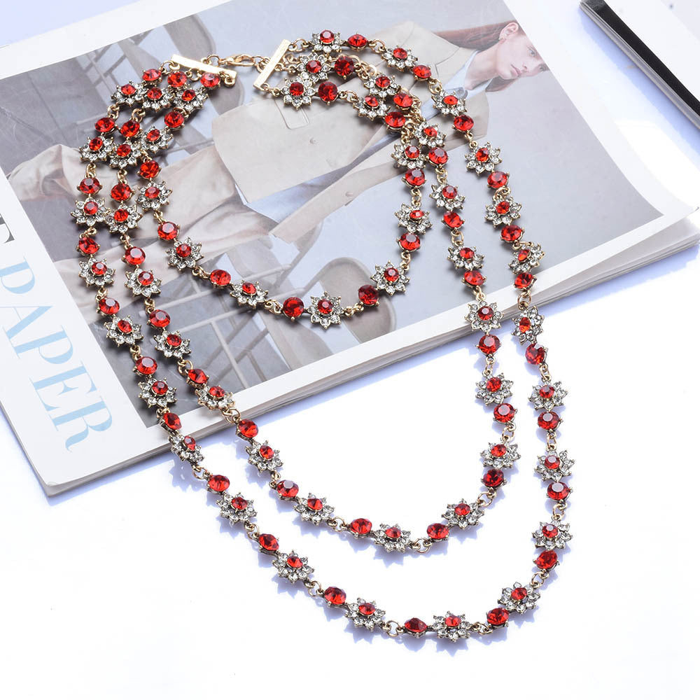 Multi Layer Pearl Crystal Gem Necklace – Jewelry Gift Ideas — 1