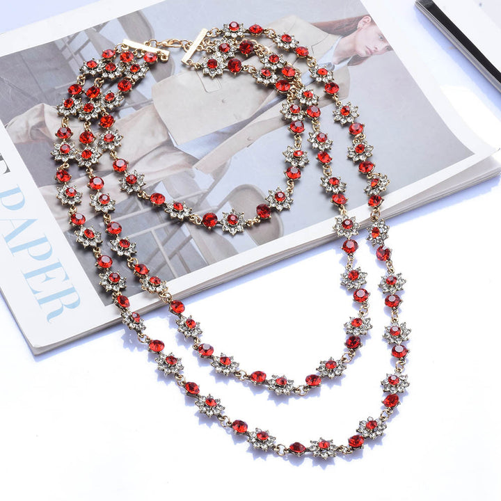 Multi Layer Pearl Crystal Gem Necklace – Jewelry Gift Ideas — 1