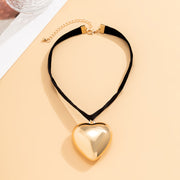 Flocked Cloth Peach Heart Necklace Women's – Jewelry Gift Ideas — 6