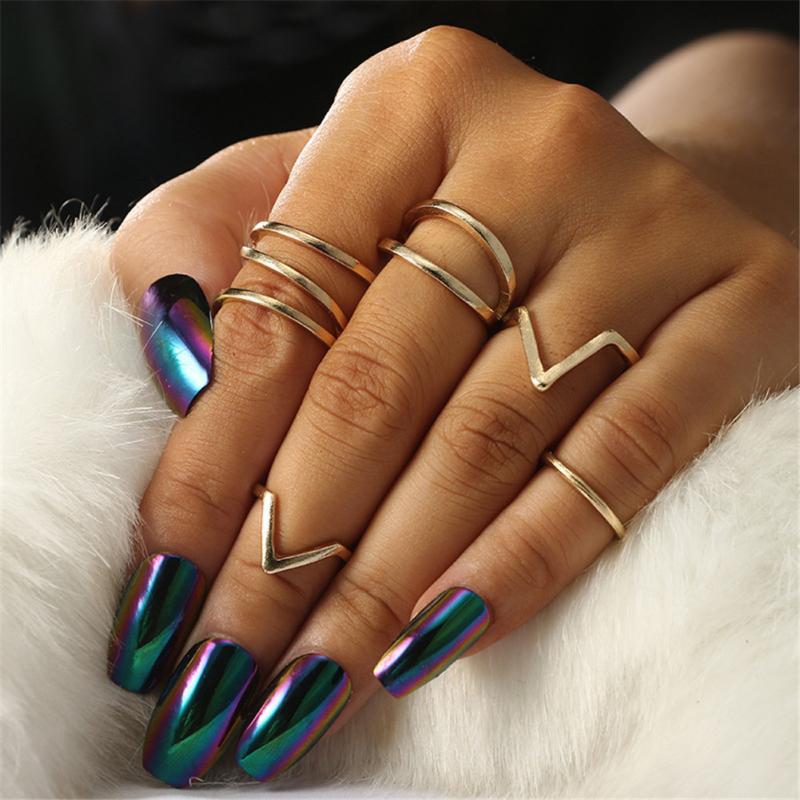 Punk Gold Geometric Alloy Ring Set – Unique Gift Ideas — 1