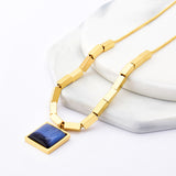 Sapphire Necklace Titanium Steel Block Snake Bone – Jewelry Gift Ideas — 3