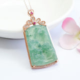 Silver Inlaid Natural Jade Pendant Necklace – Jewelry Gift Ideas — 2