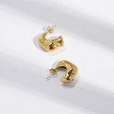 Polished Geometric Metal Earrings C- Shaped – Holiday Gift Ideas — 8