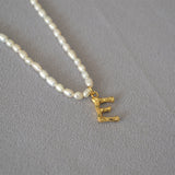 Rice Pearl Fashion Simple Letter Pendant Necklace – Jewelry Gift Ideas — 18