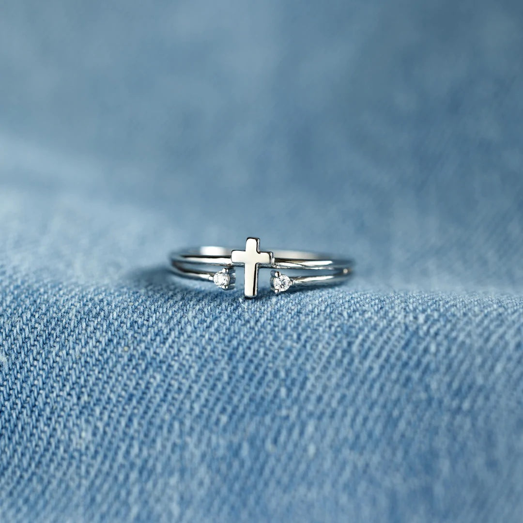 S925 Sterling Silver Cross Zircon Ring – Special Occasion Gifts — 1