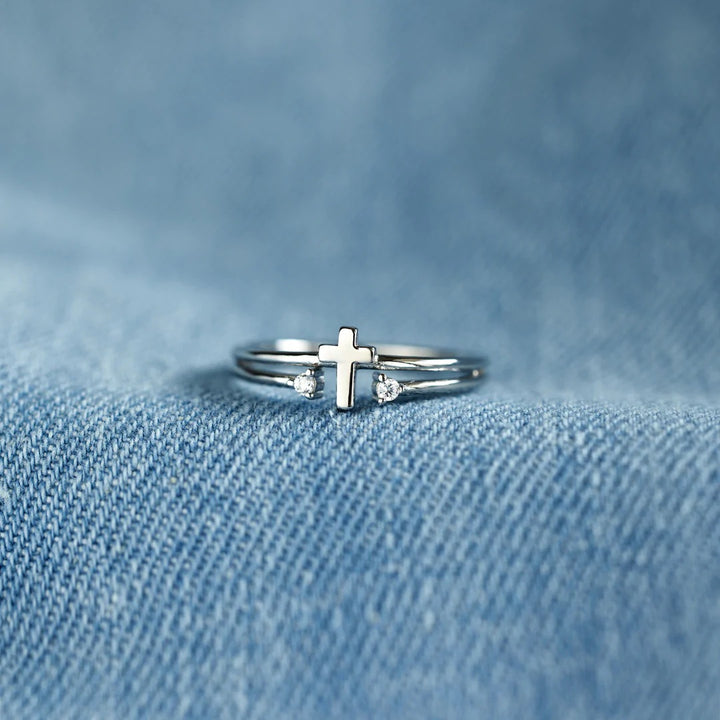 S925 Sterling Silver Cross Zircon Ring – Special Occasion Gifts — 1