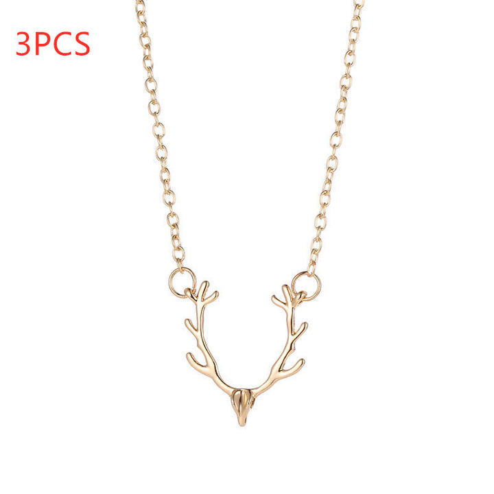 Christmas Small Antlers Deer Head Elk Necklace – Jewelry Gift Ideas — 1
