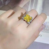 Diamond Yellow Princess Square Ice Flower Cut Open Ring – Gift Ideas — 2