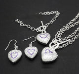 Amethyst Heart Necklace Bracelet Earrings – Jewelry Gift Ideas — 2