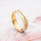 Flat Single Row Diamond Titanium Steel Ring – Small Gift Ideas — 7
