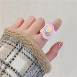 White Flower Acrylic Resin Rings For Women – Gifts for Her — 1