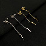 Star Long Fringe Chain Cone Silver Stud Earrings – Holiday Gift Ideas — 1