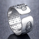 Thai Silver Black Lotus Heart Sutra Ring – Surprise Gifts — 2