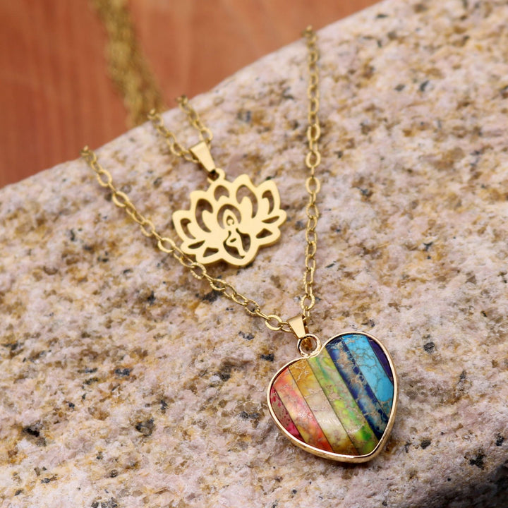 Colorful Peach Heart Pendant Chain Necklace – Jewelry Gift Ideas — 1