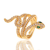 Copper Plated Genuine Gold Snake Shaped Diamond Ring – Stylish Gifts — 13