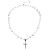 Personalized Diamond Cross Pearl Pendant – Jewelry Gift Ideas — 3