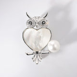 Natural Pearl Copper Zircon Owl Brooch – Jewelry Gift Ideas — 4