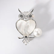 Natural Pearl Copper Zircon Owl Brooch – Jewelry Gift Ideas — 4