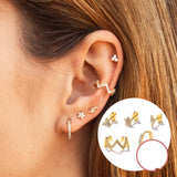 Triangle Diamond Flower Lightning Distorted Ear Clip Stud – Gift Ideas — 3