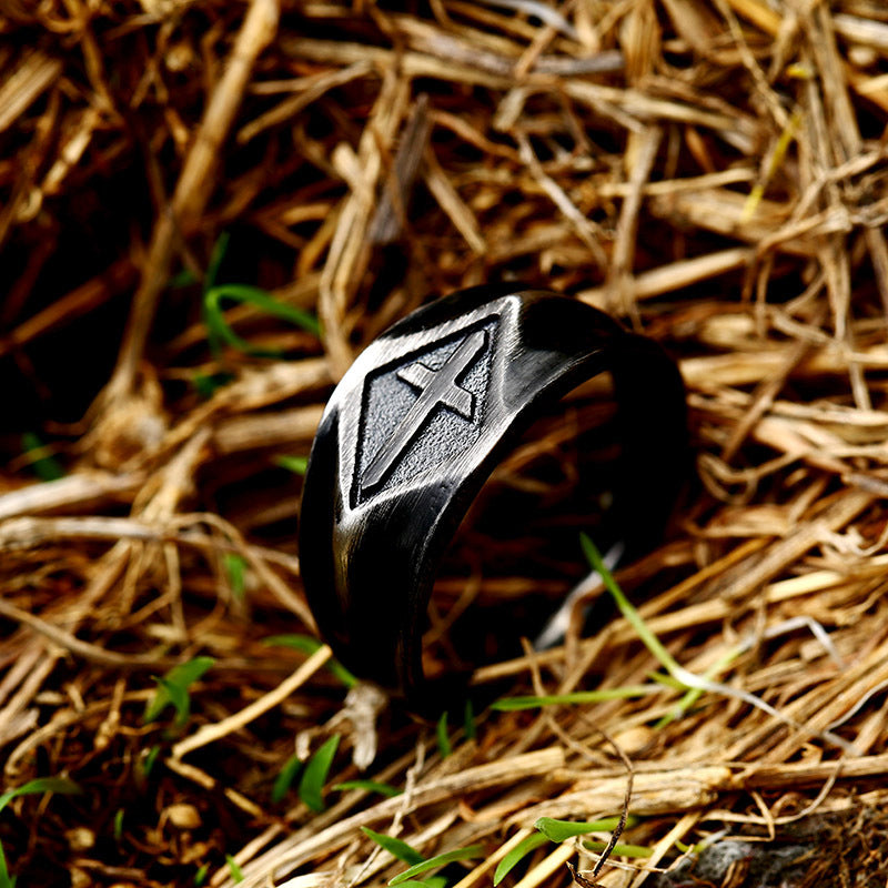 Make Old Pull Sand Men's Cross Titanium Steel Ring – Gifts for Him — 1