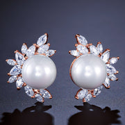 Premium Micro-Set Marquise Zircon Pearl Earrings – Useful Gifts — 4