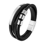 Men's Titanium Steel Leather Woven Bracelet – Jewelry Gift Ideas — 5