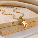 Palm Tree Birthstone Anklet Paperclip Chain – Jewelry Gift Ideas — 3