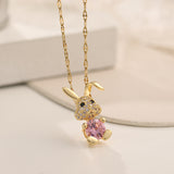 Lovely Crystal Titanium Steel Zircon Rabbit – Jewelry Gift Ideas — 1